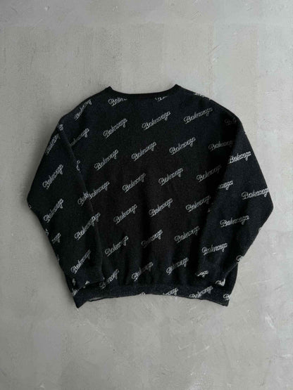Balenciaga All Over Print Logo Sweater