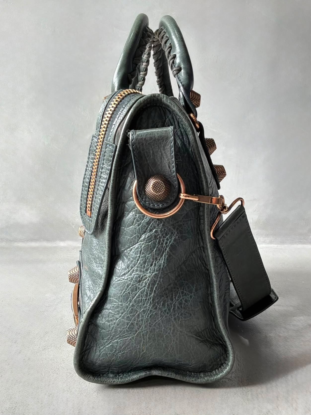 Balenciaga City Giant 21 Dark Green Lamb Skin Bag
