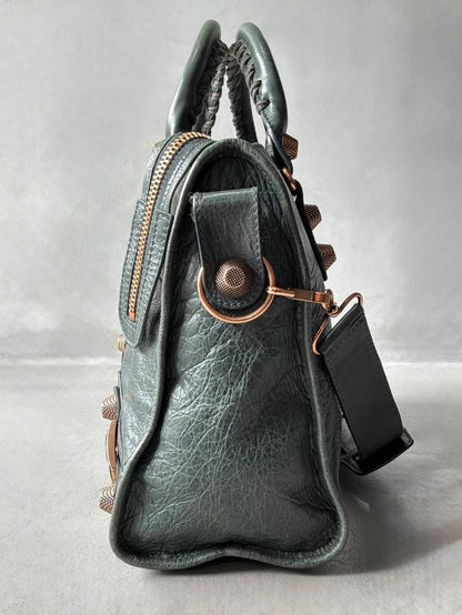 Balenciaga City Giant 21 Dark Green Lamb Skin Bag