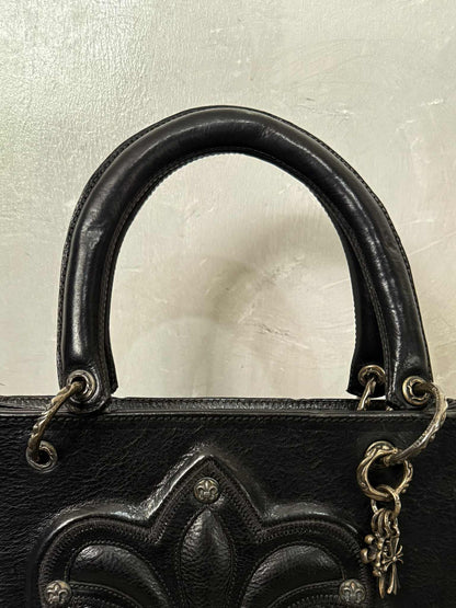 Chrome Hearts 90s Grained Calfskin Fleur De Lis Leather Handbag
