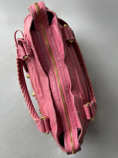 Balenciaga Classic City Pink on Gold Giant 21 Lambskin Bag