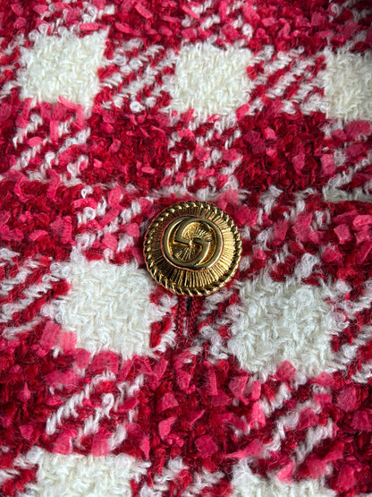 Gucci Red Tweed With Fur Sleeves Jacket