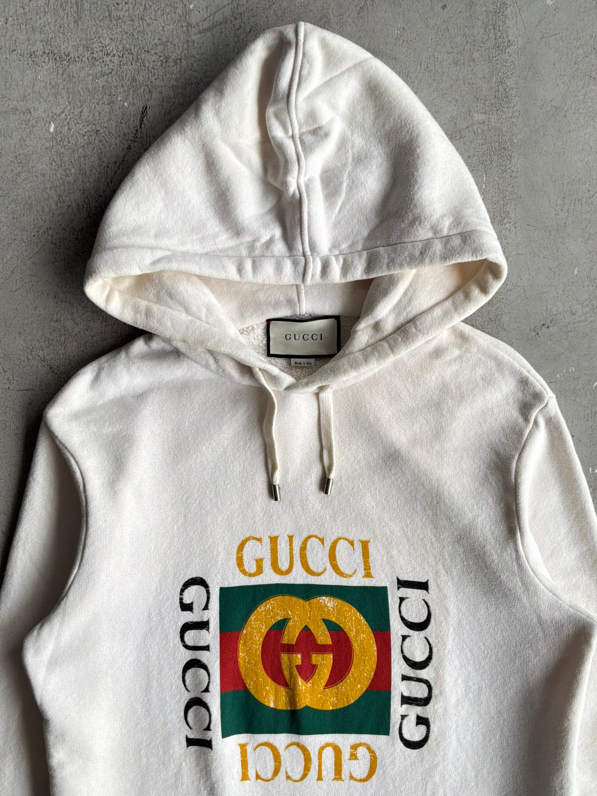 Gucci GG Box Logo Distressed Hoodie