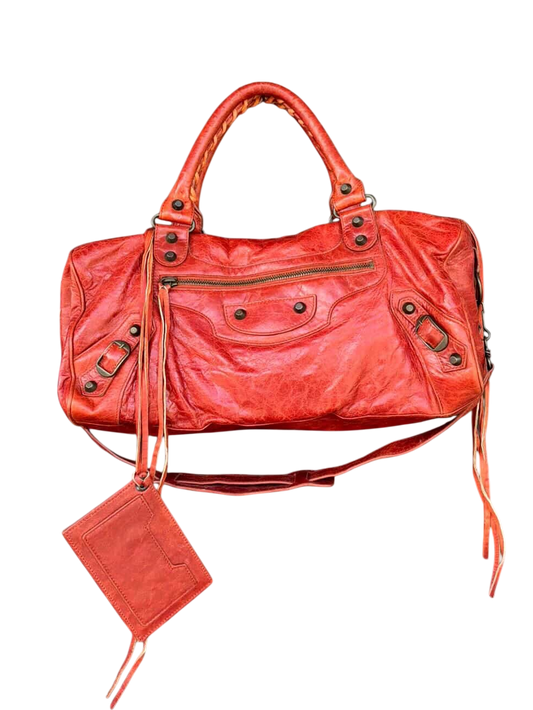 Balenciaga City Twiggy Brown/Orange Brass Hardware