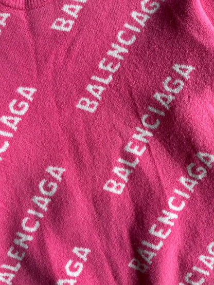 Balenciaga All Over Print Pink Crewneck