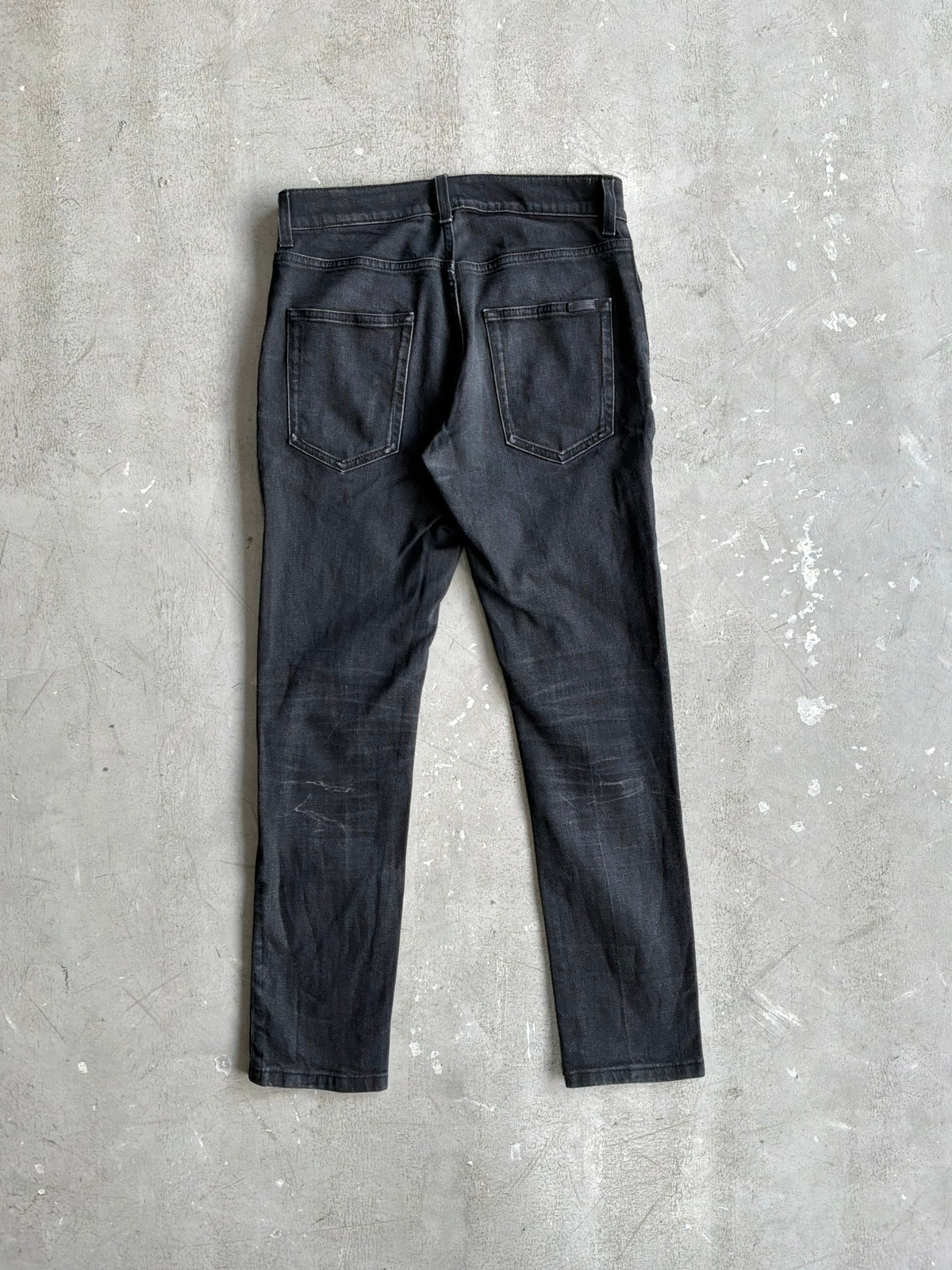 Saint Laurent Paris Washed Black Denim Slim Jeans