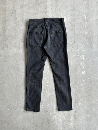 Saint Laurent Paris Washed Black Denim Slim Jeans