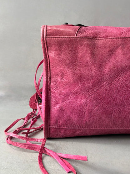 Balenciaga City Part Time Hot Pink on Brass Lambskin Bag