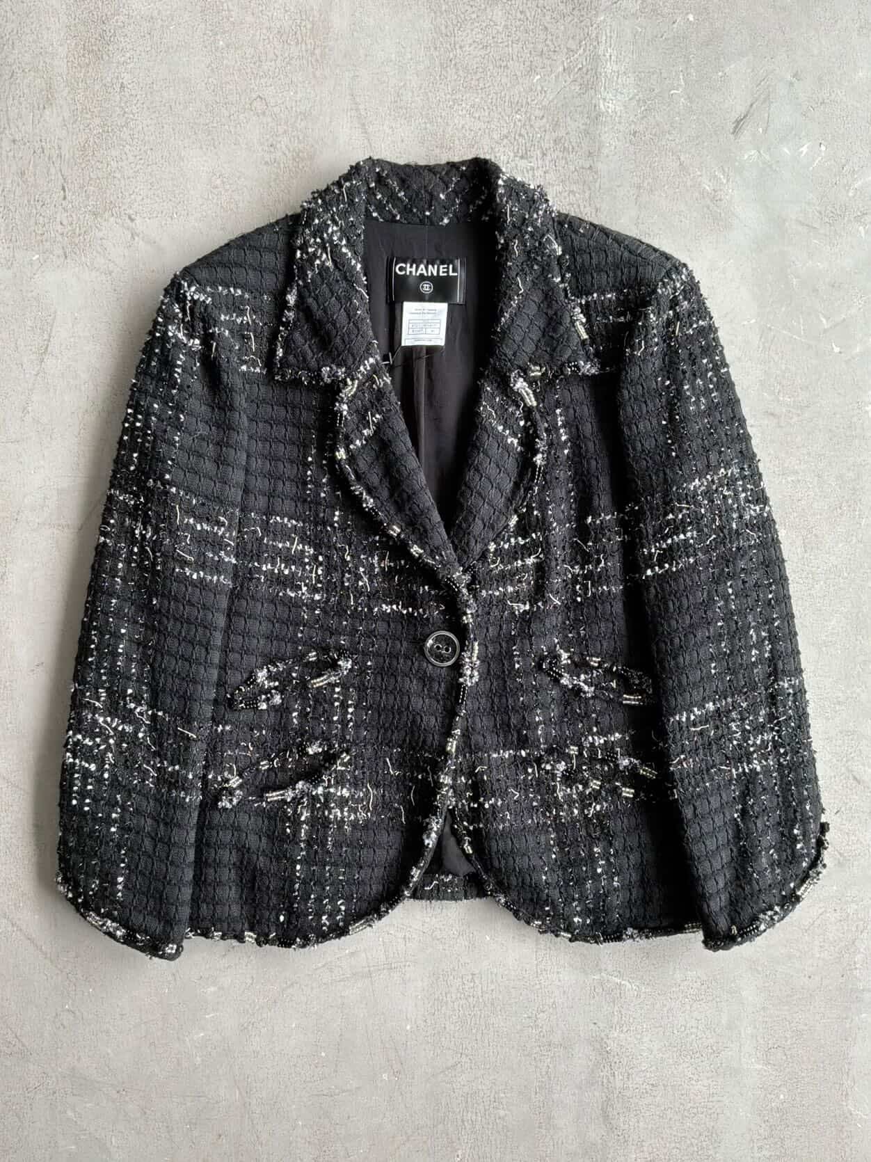 2008 Chanel Black Tweed Blazer