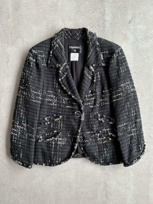 2008 Chanel Black Tweed Blazer