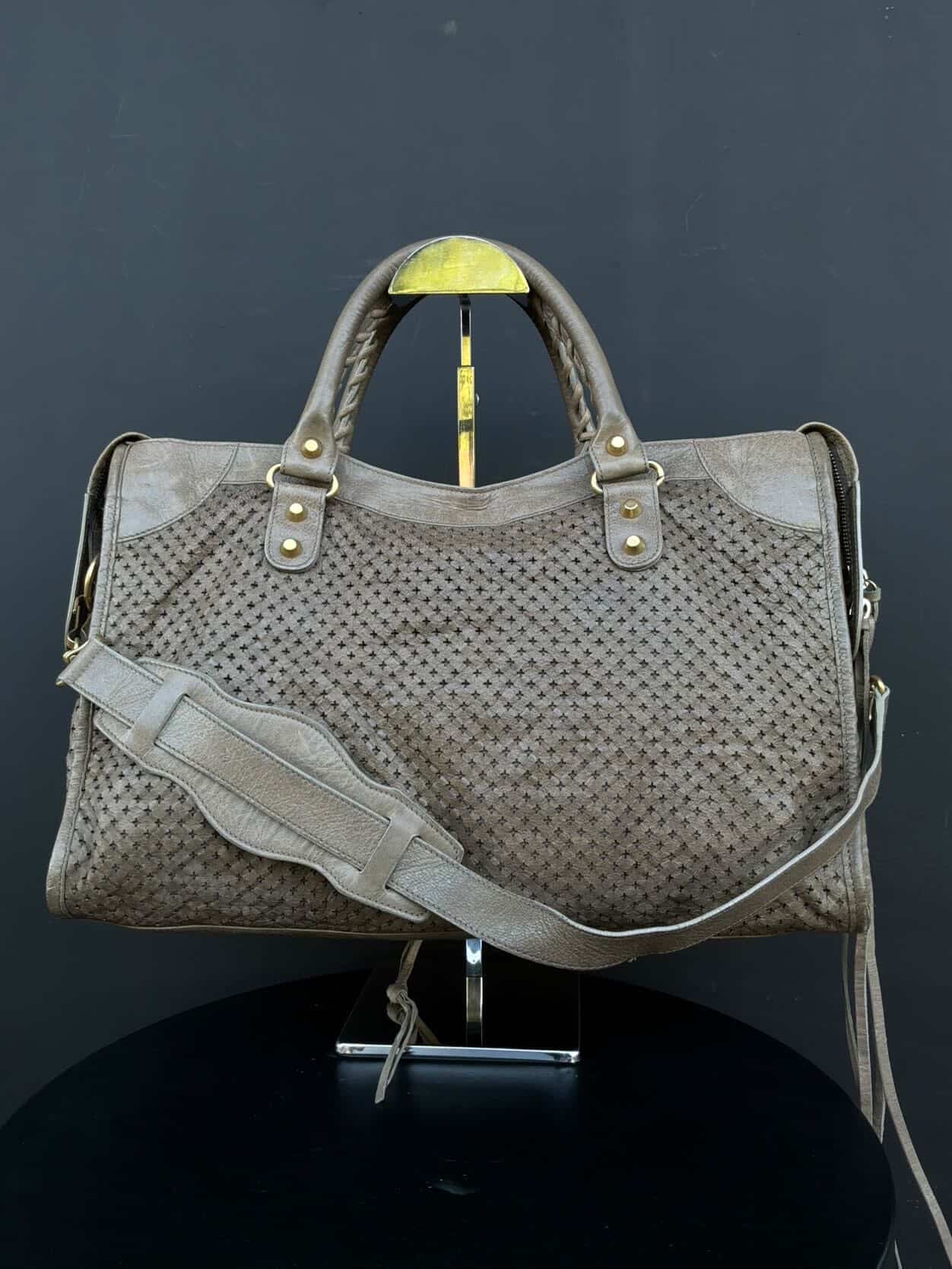 Balenciaga Classic City Perforated Leather Brown