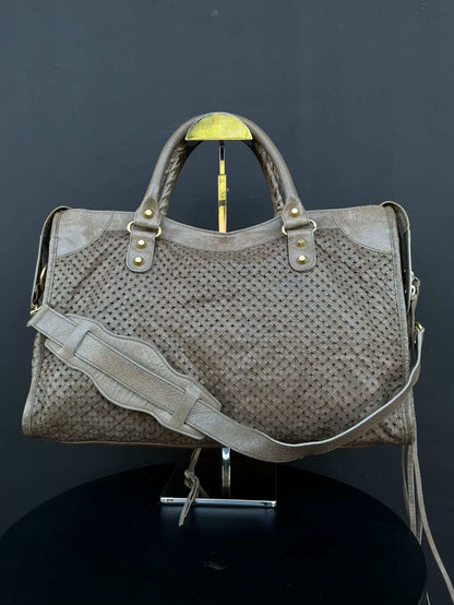 Balenciaga Classic City Perforated Leather Brown
