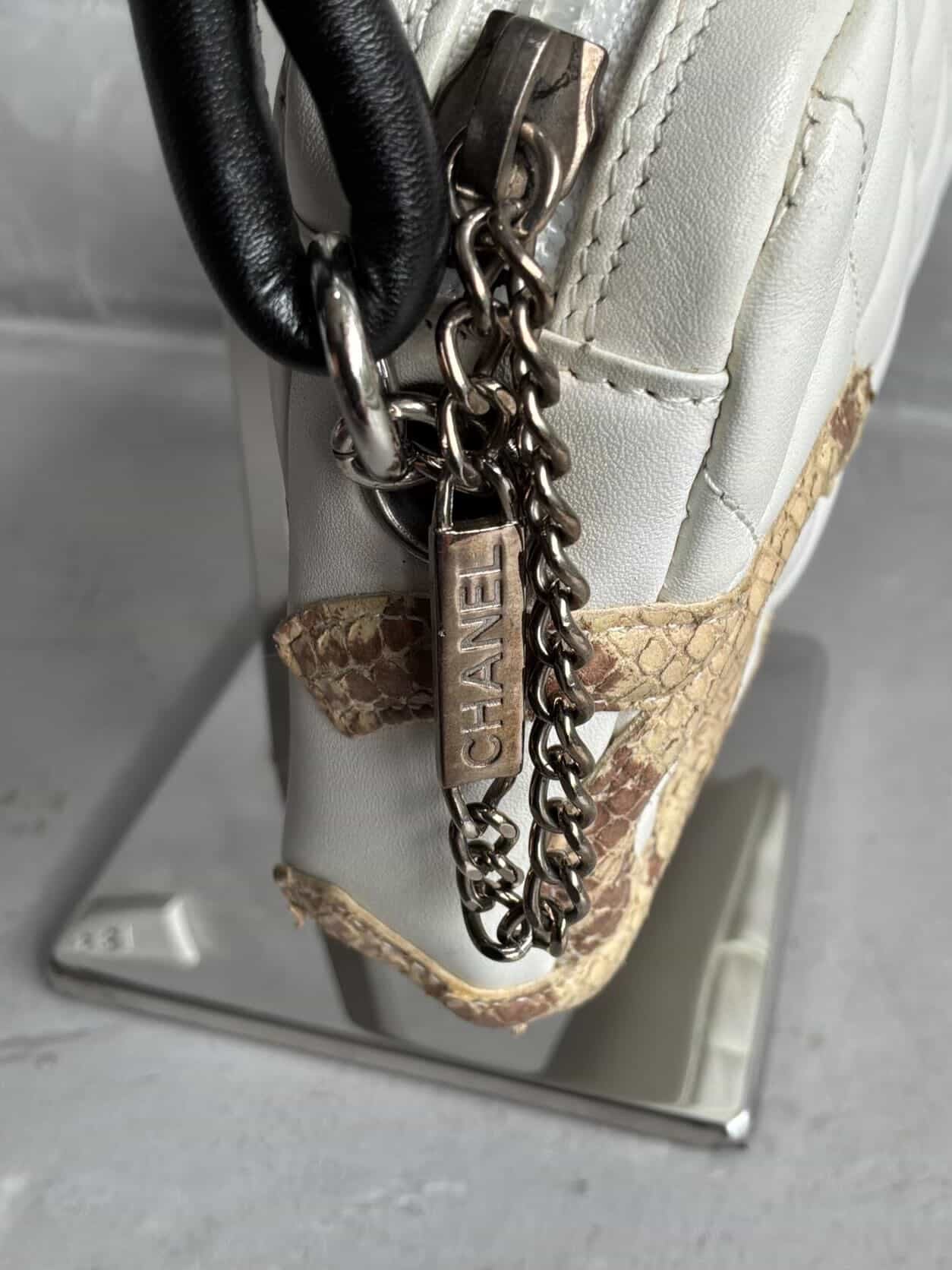 Chanel Ligne Cambon Snakeskin CC Pochette Bag