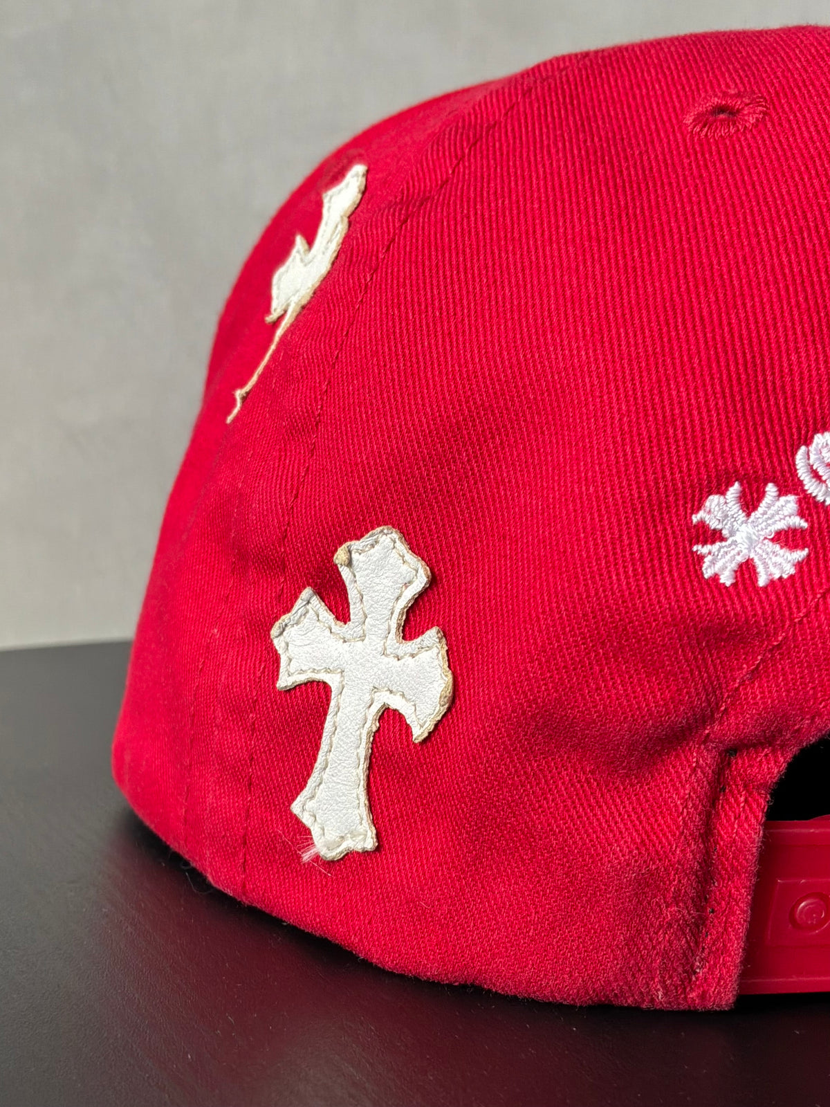 Chrome Hearts Red & White Multipatch Baseball Hat