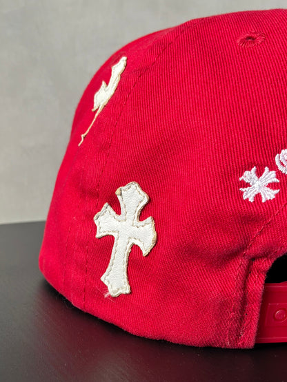 Chrome Hearts Red & White Multipatch Baseball Hat