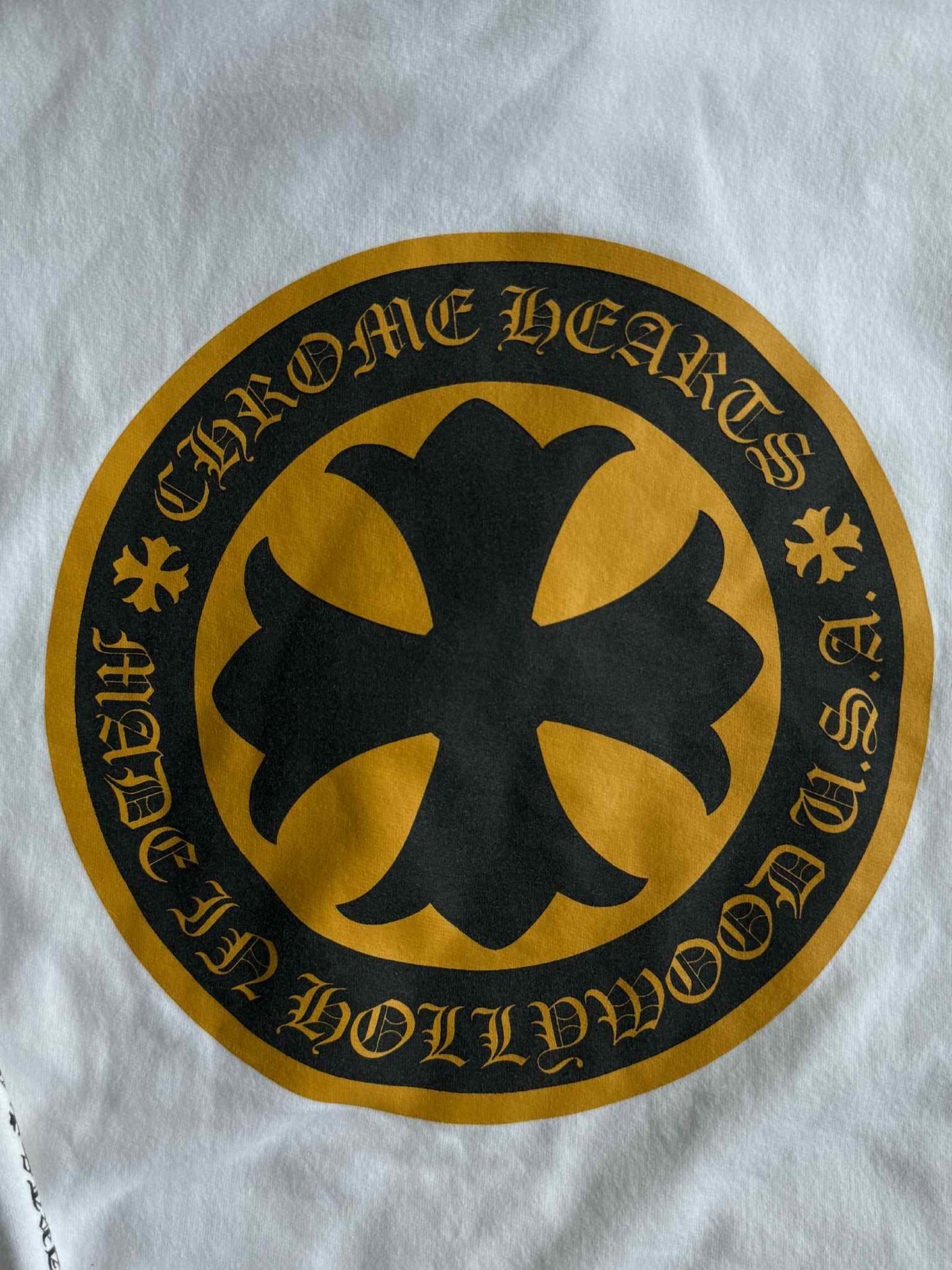 Chrome Hearts White & Yellow Cross Logo Hoodie