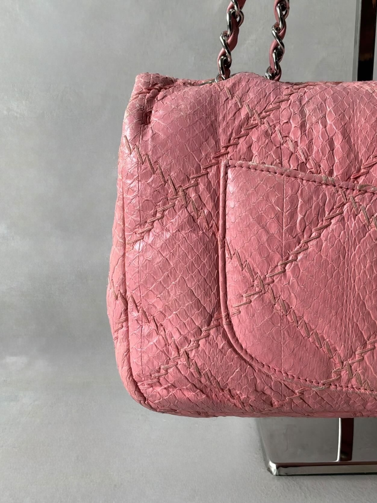 Chanel Python Skin Pink Flap Bag