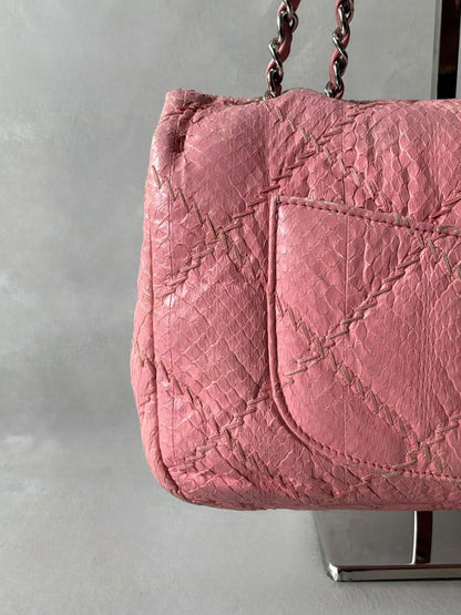 Chanel Python Skin Pink Flap Bag
