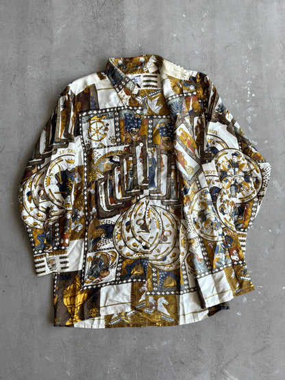 90s Hermes Tarof Motif Silk Shirt