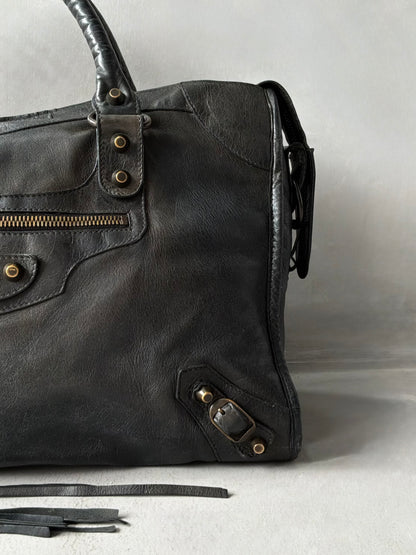 Balenciaga Classic City Black on Brass Lambskin Bag