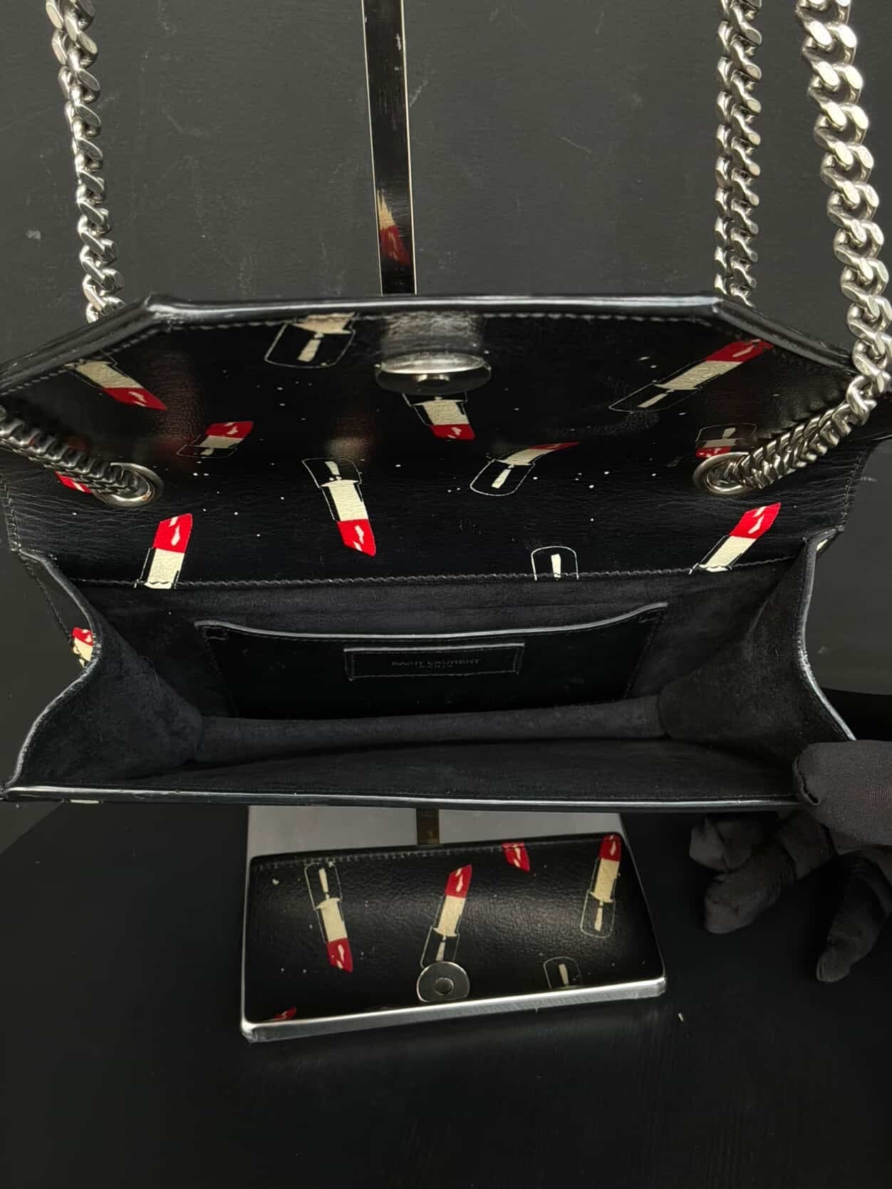 Saint Laurent Paris Lipstick Flap Chain Shoulder Bag