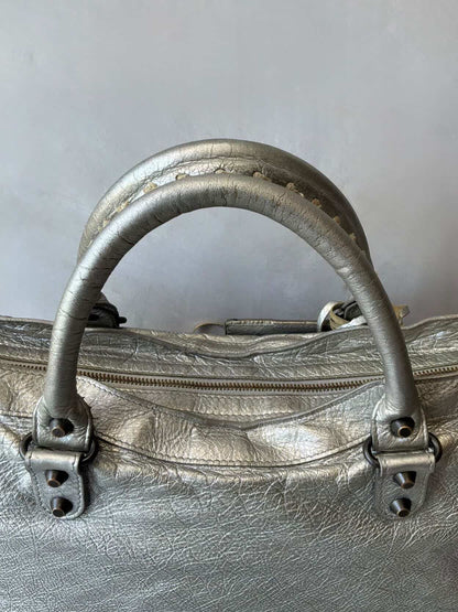 Balenciaga Classic City Metallic Silver Lambskin Bag