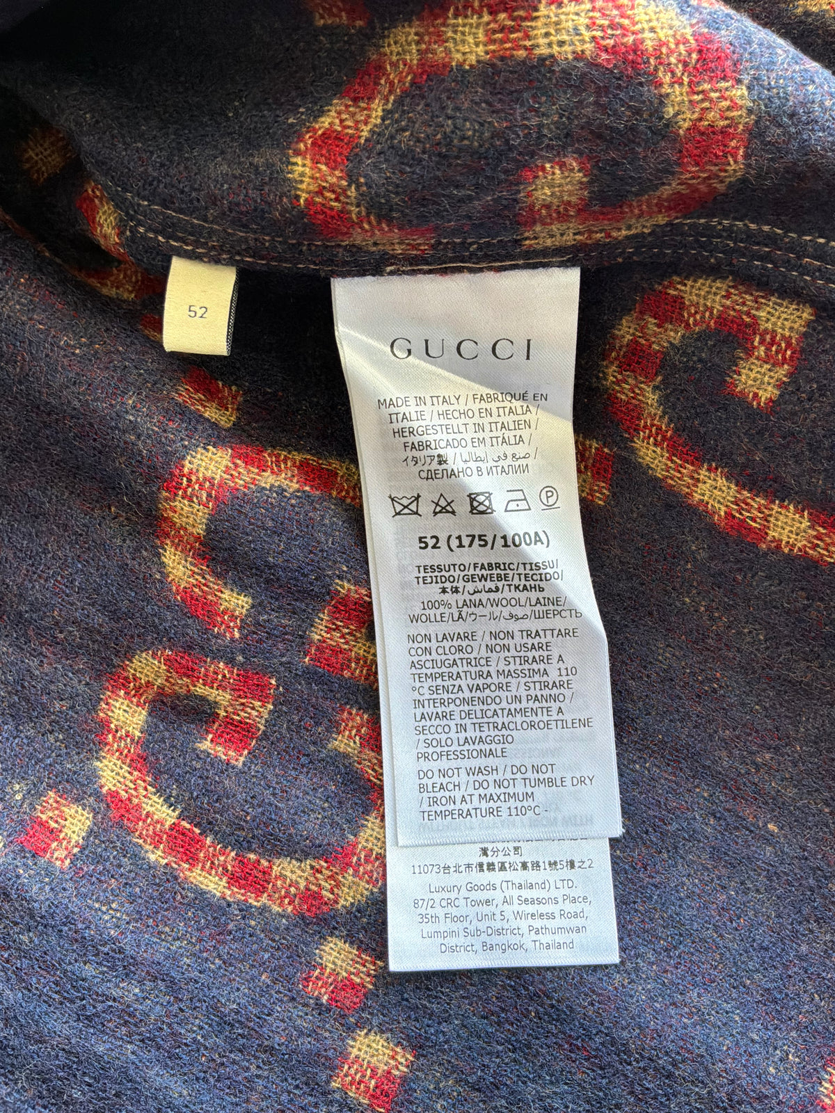 Gucci Maxi GG Gingham Wool Shirt