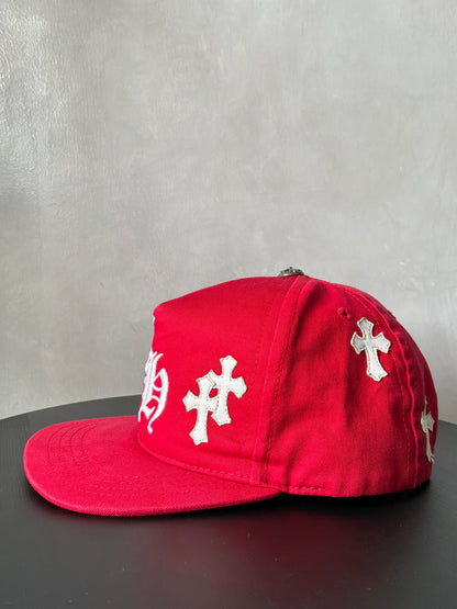 Chrome Hearts Red & White Multipatch Baseball Hat