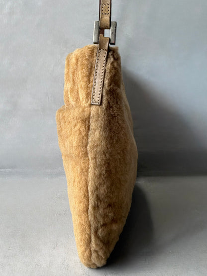 Fendi Beige Faux Fur Crossbody Bag