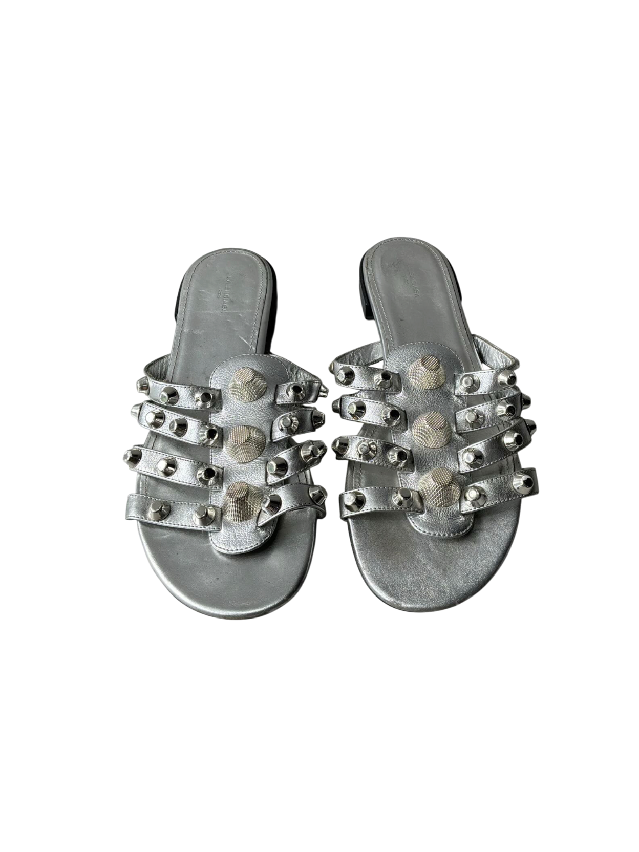 Balenciaga Metallic Silver Arena Giant Slides