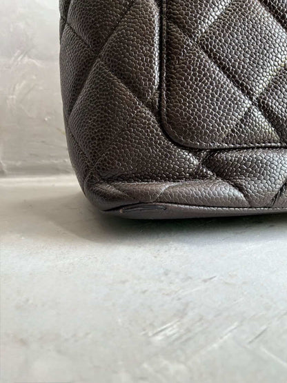 2002 Chanel Chocolate Brown Caviar Medallion Bag