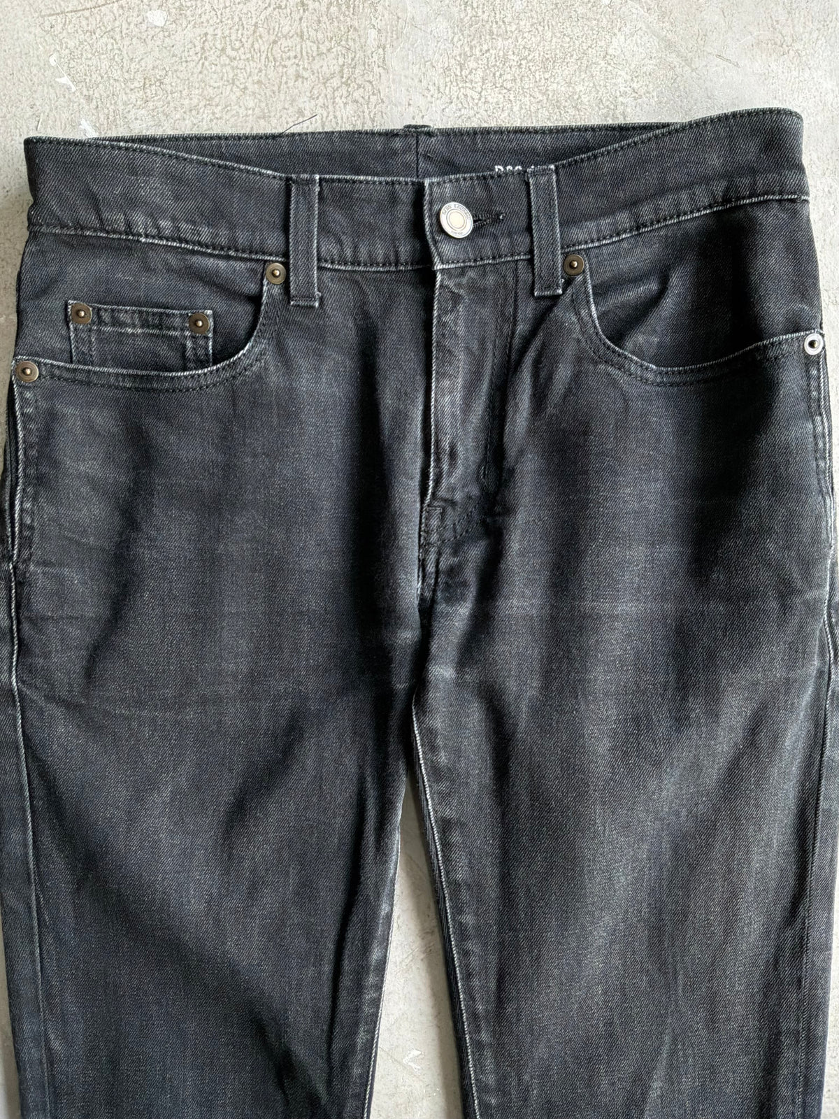 Saint Laurent Paris Washed Black Denim Slim Jeans