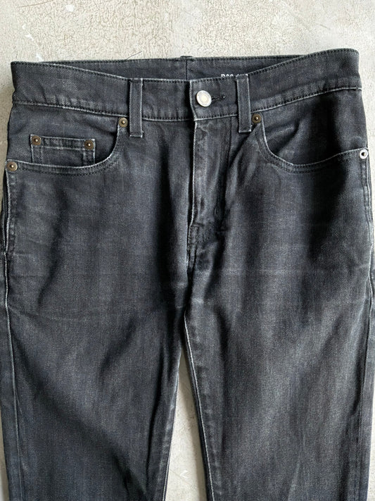 Saint Laurent Paris Washed Black Denim Slim Jeans