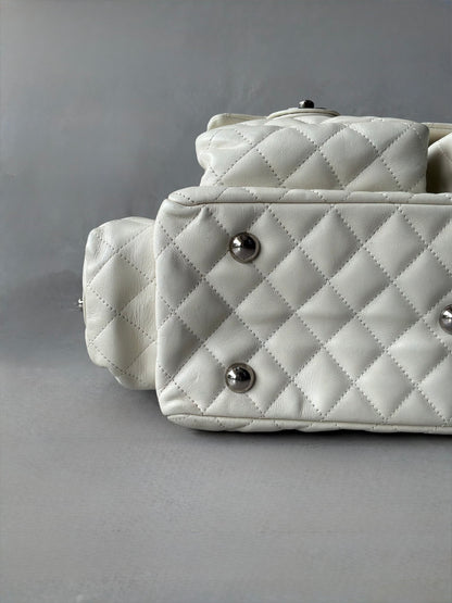 Chanel White Quilted Leather Cambon Ligne Reporter Bag