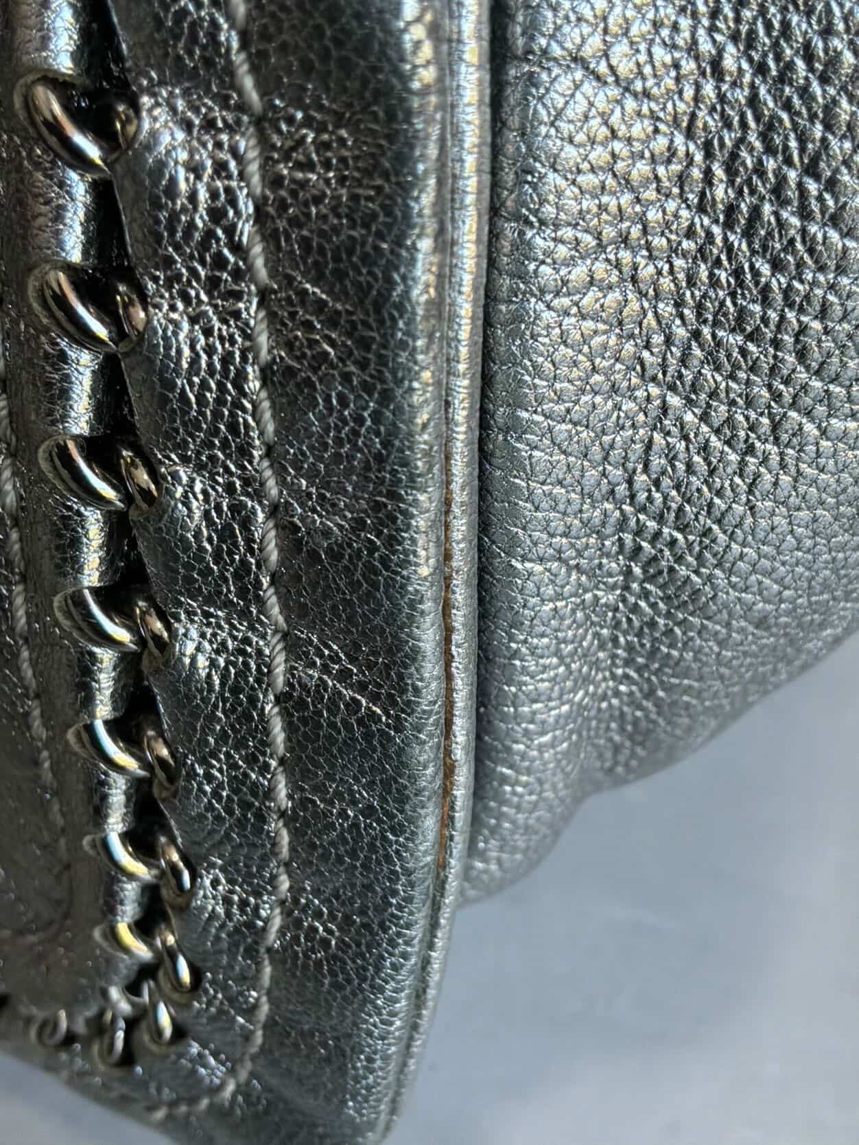 Chanel Metallic Silver Accordion Flap Shoulder Bag