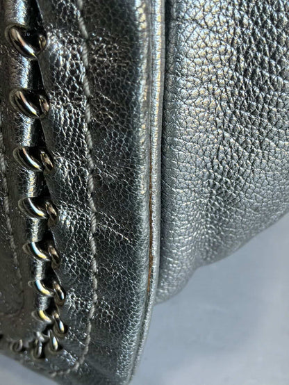 Chanel Metallic Silver Accordion Flap Shoulder Bag