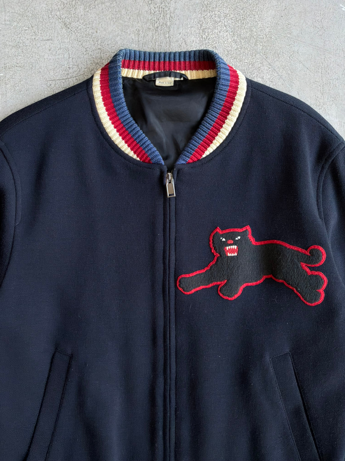Gucci Panther Wool Patch Bomber Jacket