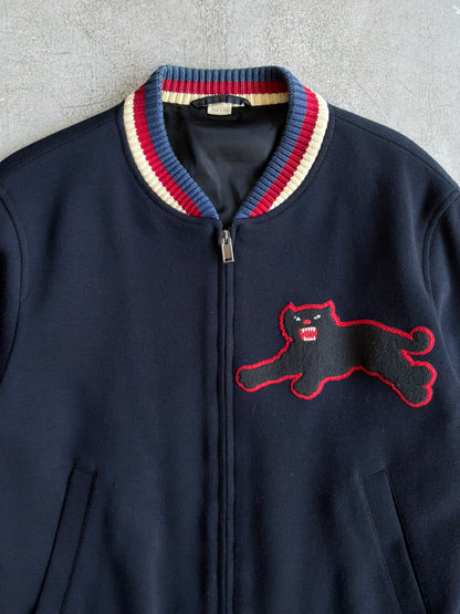 Gucci Panther Wool Patch Bomber Jacket