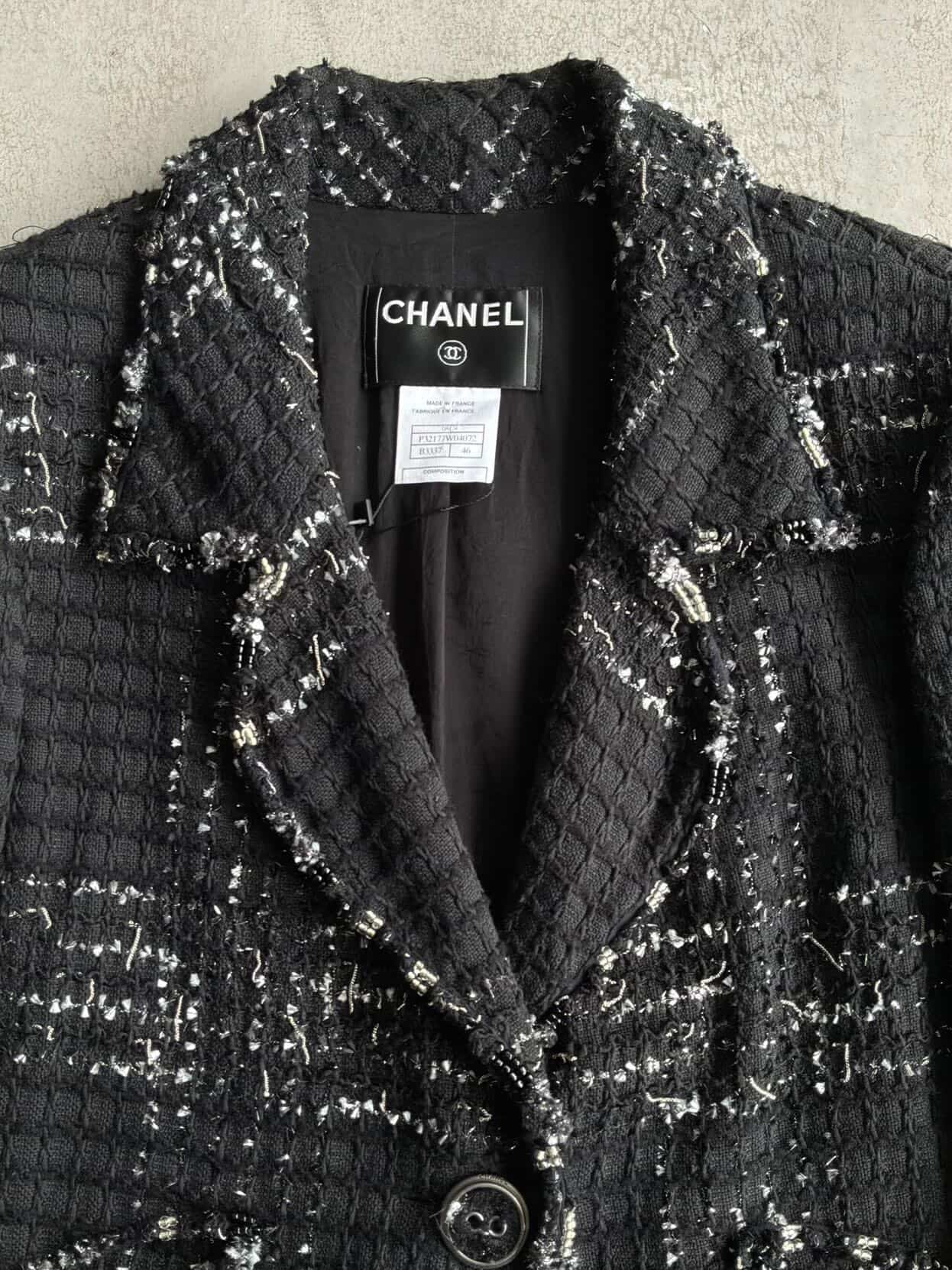 2008 Chanel Black Tweed Blazer