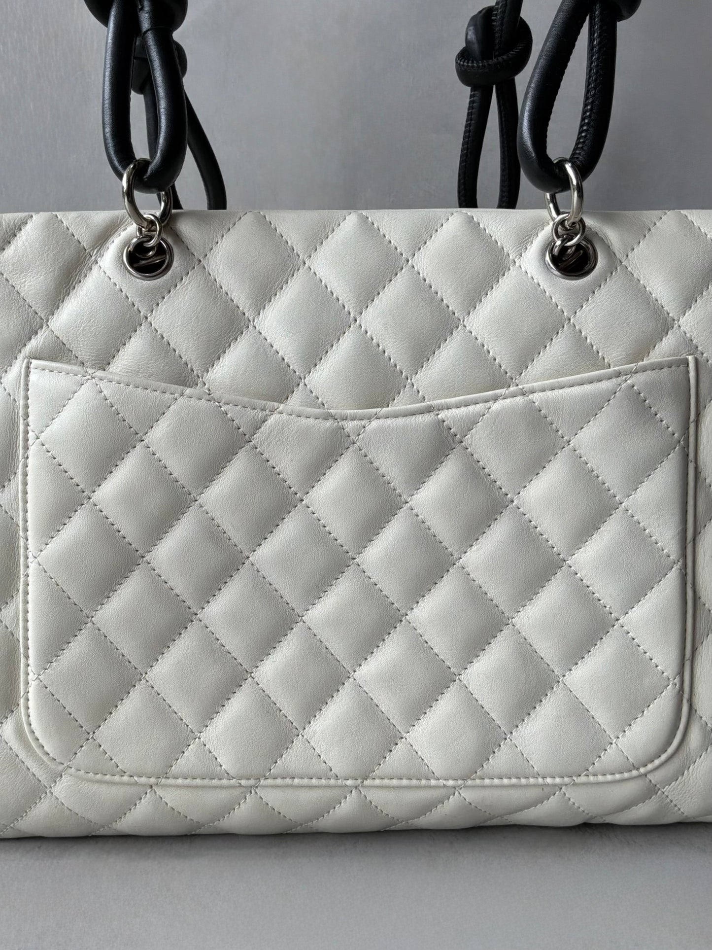 Chanel White Quilted Leather Cambon Ligne Reporter Bag