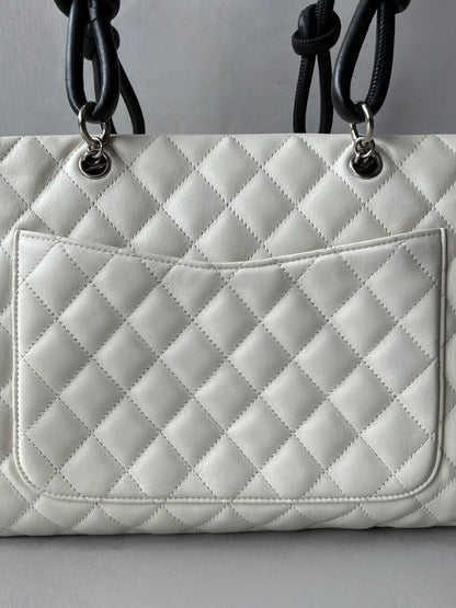 Chanel White Quilted Leather Cambon Ligne Reporter Bag