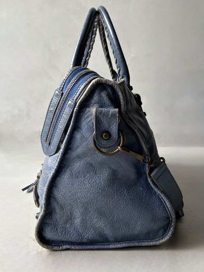 Balenciaga City Part Time Navy Lambskin Bag