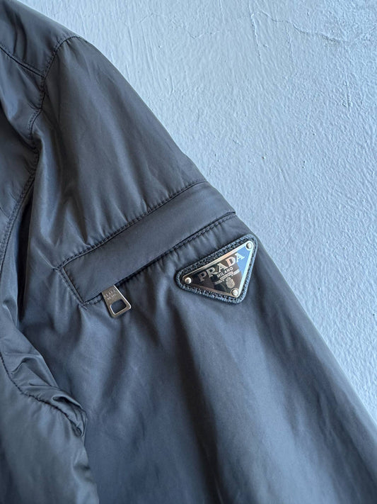 Prada Plate Padded Zip Nylon Hoodie