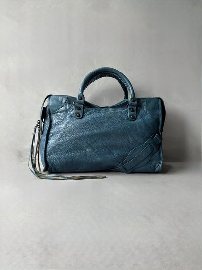 Balenciaga City Blue Lambskin Bag