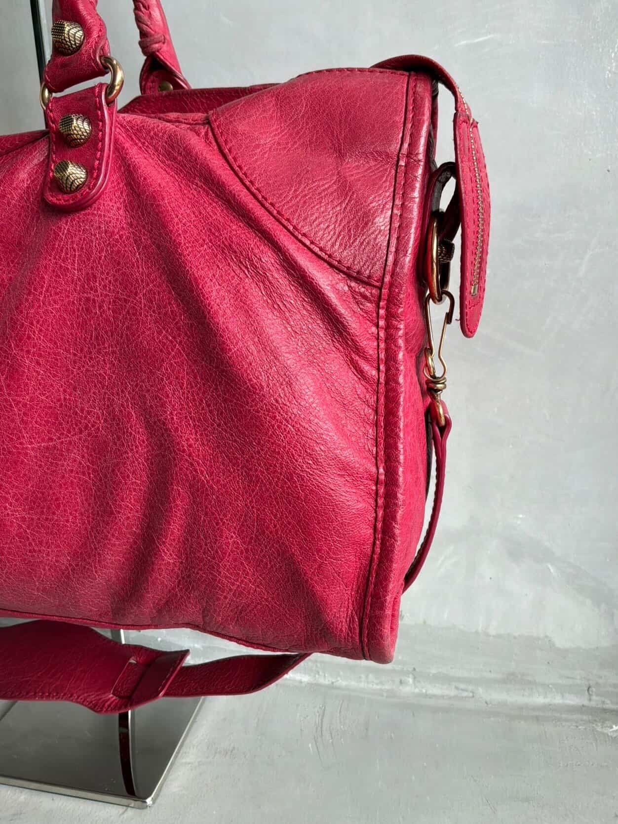 Balenciaga City ‘Part Time’ Red Lambskin Shoulder Bag