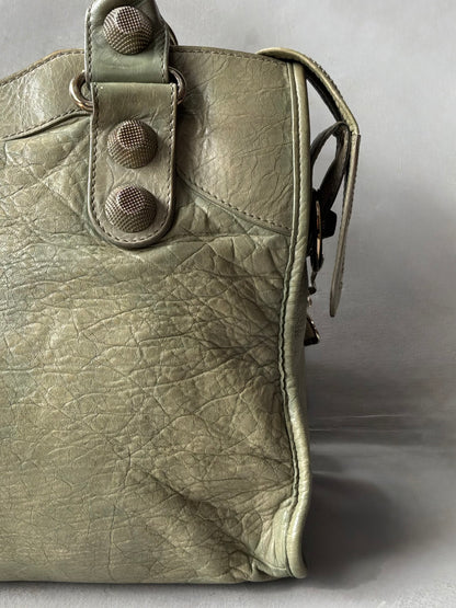 Balenciaga Classic City Pistachio on Silver Giant 21 Lambskin Bag