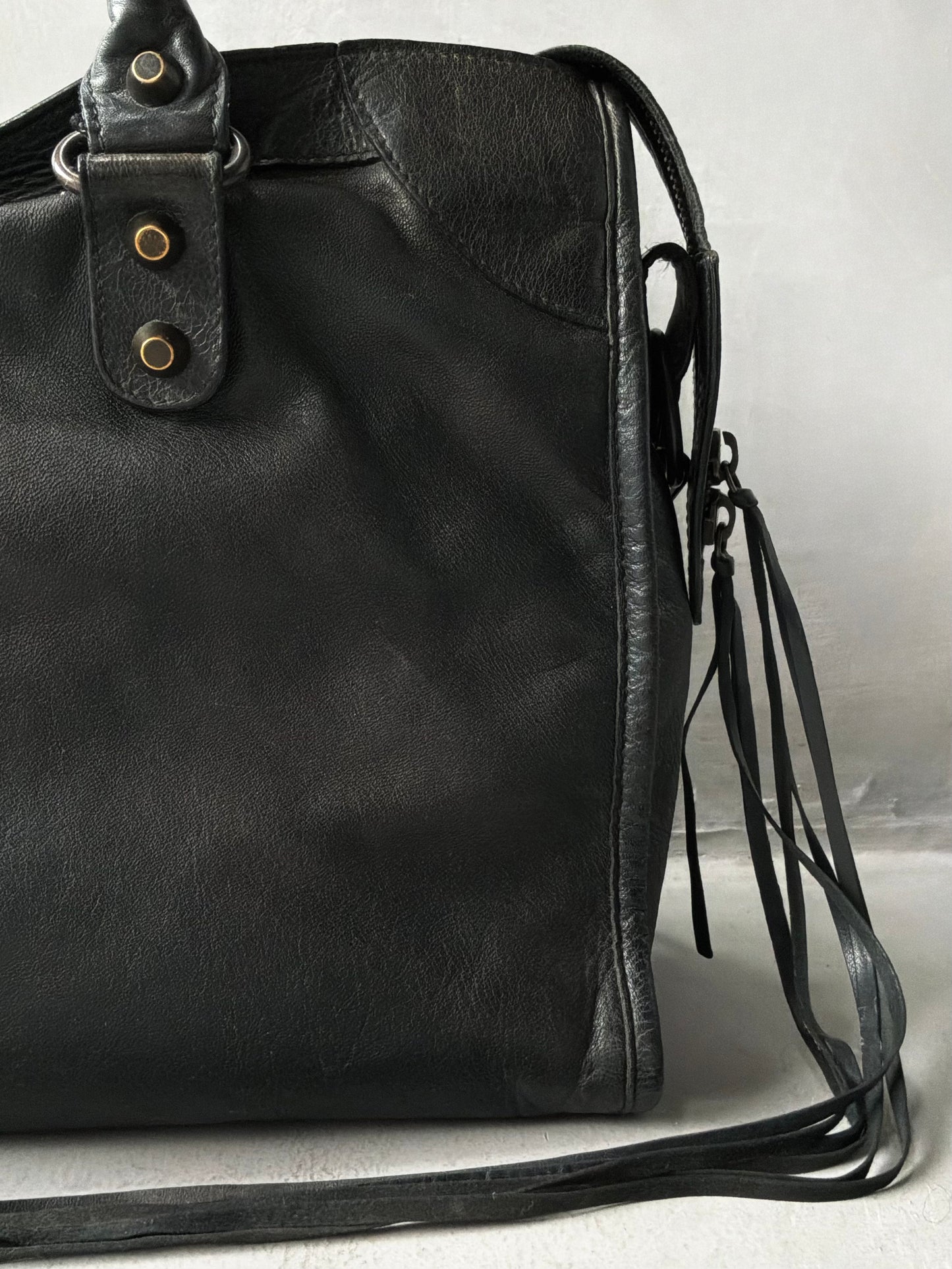 Balenciaga Classic City Black on Brass Lambskin Bag