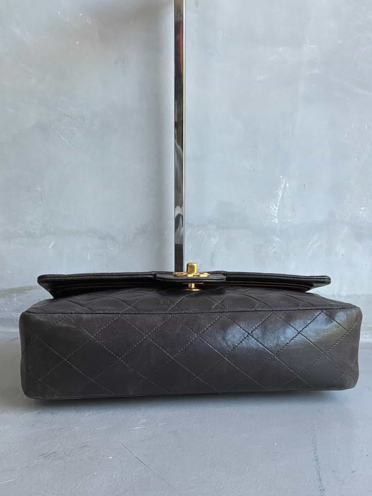 Chanel Classic Meduim Double Flap Dark Brown Shoulder Bag