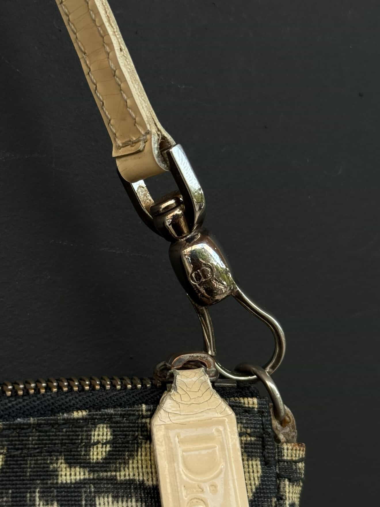 Dior Vintage B&W Monogram Saddle Bag