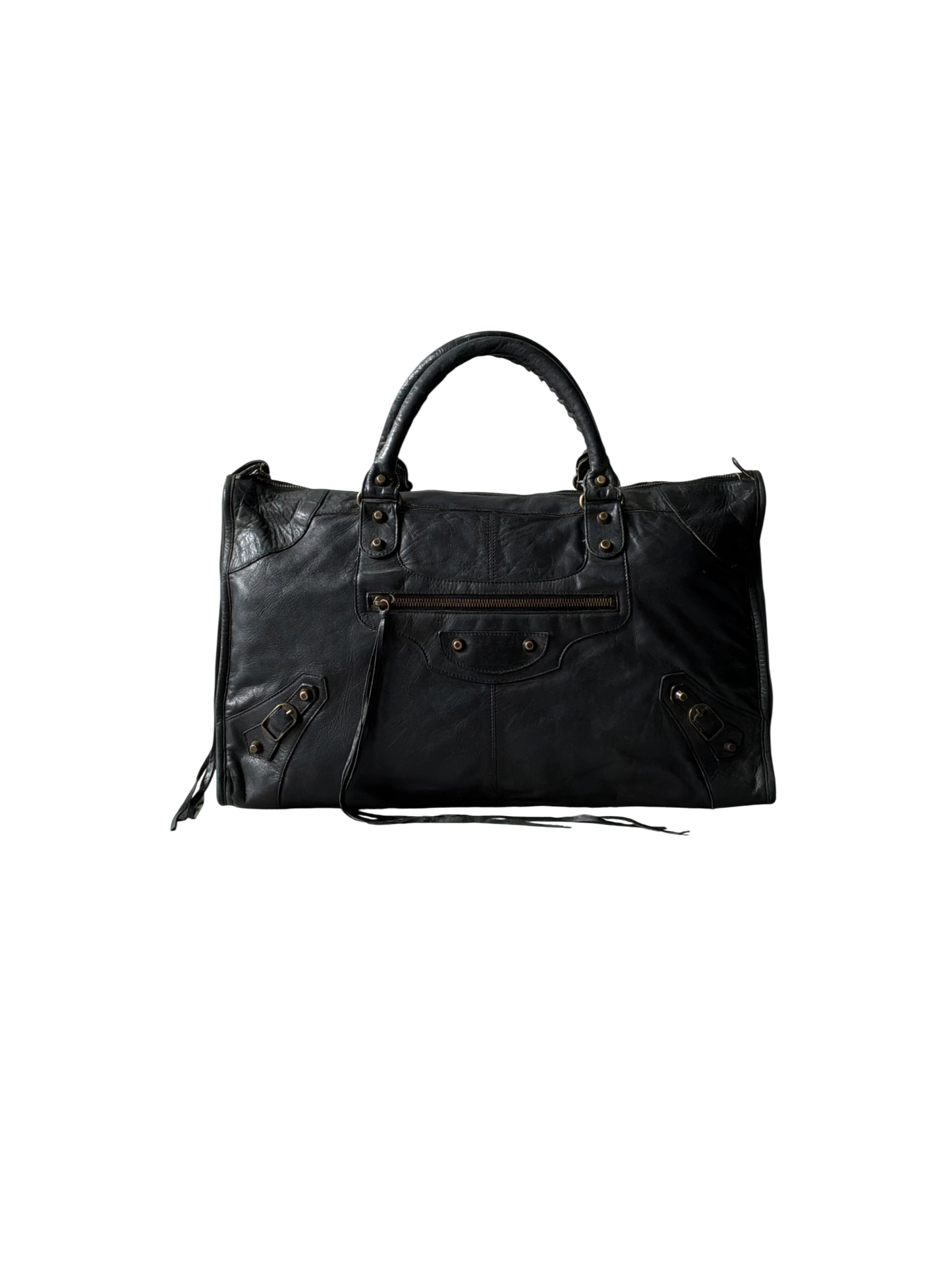 Balenciaga Work Black on Brass Lambskin Bag